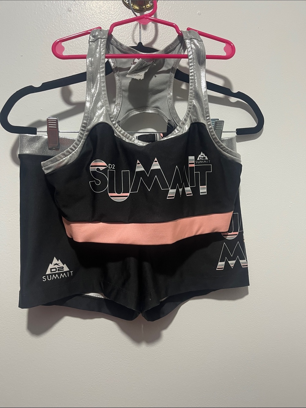 Varsity Summit D2 Black Pink & Silver Racerback Sports Bra
